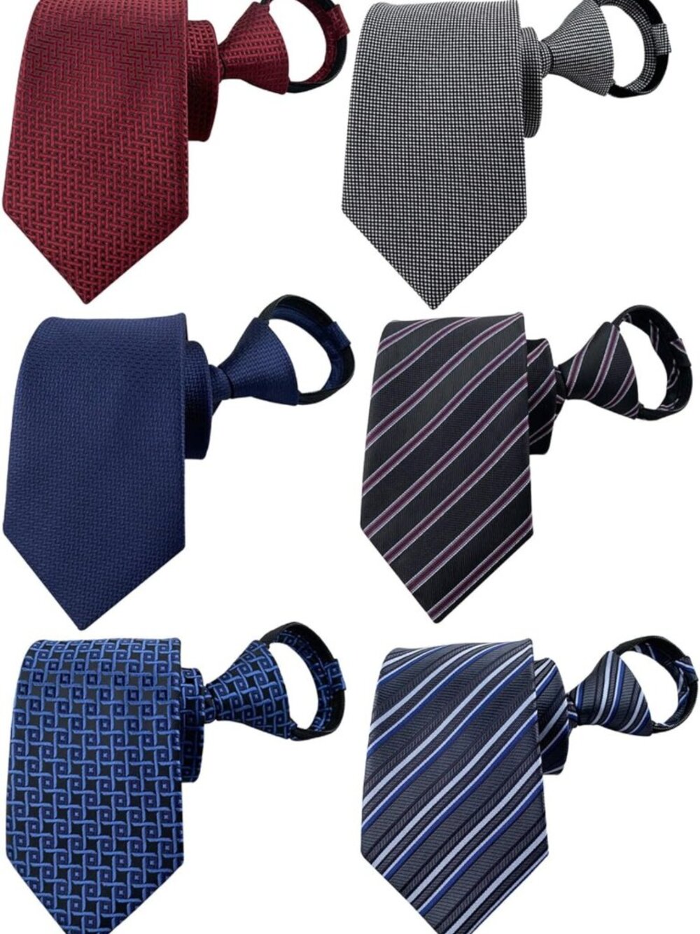 Adjustable Pre-Tied Ties for Men - 6 PCS Zipper Neckties for Business & Weddings